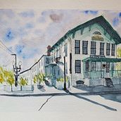 My project in Architectural Sketching with Watercolor and Ink course.  We call it the Opera House but it's really just a restaurant that had a skating rink above.. Watercolor Painting project by Bill Struth - 11.07.2020