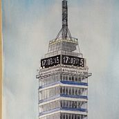 Old Mexican Skyscraper . Architecture, and Watercolor Painting project by Carlos Meza - 11.08.2020