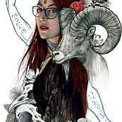 Autorretrato fantastico en acuarela y digital. Drawing, Pencil Drawing, Artistic Drawing, Portrait Drawing, Digital Drawing, Realistic Drawing, Tattoo Design, Digital Design, Graphic Design, Traditional illustration, Digital Illustration, and Watercolor Painting project by Paola Lucía Ferreira Gallego - 11.09.2020