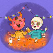 Calaveras y diablitos. Un proyecto de Ilustración tradicional de Jimena Estrada - 07.10.2020