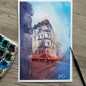 MURILO MARTINEZ: Desenho arquitetônico com aquarela e tinta. Ink Illustration, Artistic Drawing, and Watercolor Painting project by Murilo Martinez - 11.20.2020