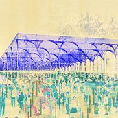 Colorful  hypostyle marketplace. Architectural Illustration, 3D Modeling, Architecture, and Collage project by Jona Jo - 07.06.2015