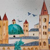 Urban Sketching. Traditional illustration, Architecture, and Architectural Illustration project by Elke Sauter - 08.09.2023