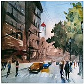 My project in Urban Landscapes in Watercolor course. Un projet de Aquarelle de Sérgio - 22.11.2020