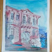 Architectural Sketch of the Ohrid Archbishopric, Ohrid, Macedonia (used to be a Medieval University) . Watercolor Painting project by bognen - 11.22.2020