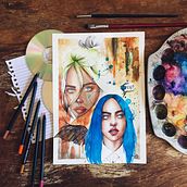 Meu projeto do curso: Retrato ilustrado em aquarela. Watercolor Painting project by Huíolla Ribeiro - 11.22.2020