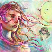 Mi Nuevo proyecto, tecnicas pictoricas digitales, Chica Soñadora. Un proyecto de Pintura digital de MONICA JALDO CORBALAN - 25.11.2020