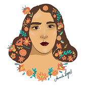 Meu projeto do curso: Retrato ilustrado com elementos botânicos. Een project van Digitale illustratie van Amanda Gobus - 25.11.2020