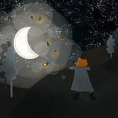 A Fox Who Loved the Moon. Digital Drawing project by michellemariesharp - 11.28.2020