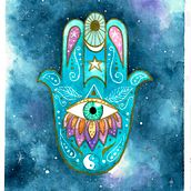 Mano de Fatima . Drawing, Traditional illustration, and Watercolor Painting project by Cecilia Rodríguez Barreiro - 02.05.2021