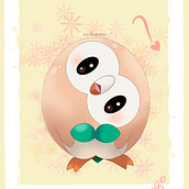 Cute Rowlet. Un proyecto de Ilustración tradicional de Atiinera - 30.11.2020