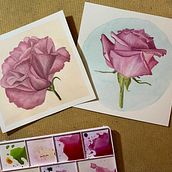 Flowers from my birthday bouquet - grisaille technique on the left and watercolor on the right. Un projet de Aquarelle de Lana - 01.12.2020