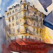 My project in Architectural Sketching with Watercolor and Ink course. Watercolor Painting, and Architectural Illustration project by jonody - 12.01.2020