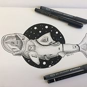Astro Shark. Projekt z dziedziny Trad, c i jna ilustracja użytkownika Agustín Servín - 18.07.2017
