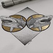 Duo Shark. Projekt z dziedziny Trad, c i jna ilustracja użytkownika Agustín Servín - 27.07.2019