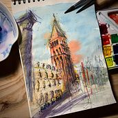 Venecia en acuarela, plaza San Marcos. Sketching, Drawing, Watercolor Painting, Architectural Illustration, Sketchbook, Ink Illustration, and Traditional illustration project by Sebastian Lizama Oyarzun - 12.20.2020