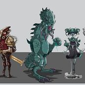 Line Up final, temática lovercraftiana! . Character Design, and Traditional illustration project by Sergio Peña - 12.04.2020