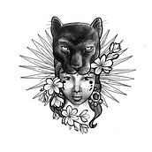 Black Panther girl. Tattoo Design project by Alexandra Langenbeck - 12.07.2020