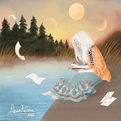 Tres lunas. Traditional illustration, and Digital Illustration project by Alma Parra - 12.07.2020