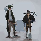 Gravediggers from past. Character Design, Digital Drawing, Digital Illustration, Digital Painting, and Traditional illustration project by Eva Hakhverdyan - 12.08.2020