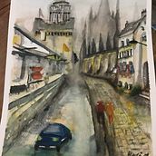 Edimburgo., Mi primer proyecto en acuarela . Een project van  Beeldende kunst,  Tekening, Schilderij,  Acr, lschilderij y  Olieverfschilderij van rociomercado01 - 12.12.2020
