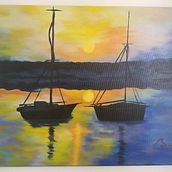 Midnight Boats. Acr, lic Painting, and Painting project by Juancarlo Diaz Cintron - 12.14.2020