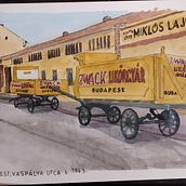 Old Budapest - Vaspalya utca. Un proyecto de Pintura a la acuarela de Bolla Eszter - 14.12.2020