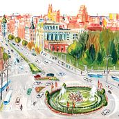 gouache con MARU GODAS. Plaza de Cibeles en Madrid.. Un progetto di Pittura gouache di chenza - 21.12.2020