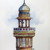 My project in Architectural Sketching with Watercolor and Ink course. Advertising project by Saqib Alhtar - 12.18.2020