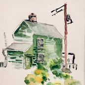 Green Cabin . Watercolor Painting project by Orville Sentman - 12.18.2020