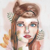 Mi Proyecto del curso: Retrato ilustrado en acuarela. Traditional illustration project by Daniela Sánchez - 12.21.2020