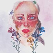 Mi Proyecto del curso: Retrato ilustrado en acuarela. Fine Arts, Creativit, Artistic Drawing, Portrait Drawing, Digital Design, Digital Illustration, and Watercolor Painting project by Alana Roque - 12.22.2020