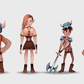 Fábrica de personajes ilustrados - Los 4 guerreros Vikingos. Digital Drawing, Character Design, and Digital Illustration project by Daniel Zuga - 12.24.2020