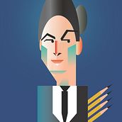 My project in Minimalist Geometric Portrait course. Traditional illustration project by Marcus Wells - 12.24.2020