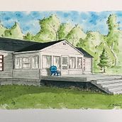 Cottage in the Woods. Ilustração tradicional, e Pintura em aquarela projeto de andrew_j - 24.12.2020
