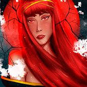 Final Project: The Red Moon Queen. Traditional illustration, and Digital Illustration project by Gabriel Gonçalves - 03.29.2021