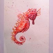 Watercolor Seahorse. Pintura em aquarela projeto de Aileen Torres-Lantz - 26.12.2020