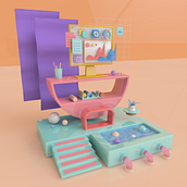Workplace. 3D, Interior Architecture & Interior Design project by Phạm Diễm - 12.25.2020