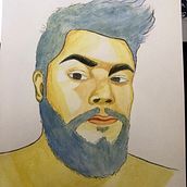 Autoretrato 2. Portrait Drawing, and Watercolor Painting project by Najhak Santiago Baena Paez - 12.27.2020