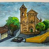 Plaza de un pueblo italiano: Casperia. Un proyecto de Pintura a la acuarela de Elisa Bicchi - 28.12.2020