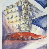My project in Architectural Sketching with Watercolor and Ink course. Architectural Illustration project by Si Wei Lim - 12.29.2020