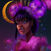 Moon Girl.. Character Design, Digital Drawing, and Digital Illustration project by gretchenjean - 12.28.2020