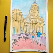 Meu projeto do curso: Desenho arquitetônico com aquarela e tinta. Een project van  Architecturale illustratie van Felipe Boff - 31.12.2020