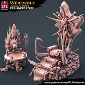 This is the Werewolf set. If you like High Detailed 3D Printable Miniatures for your tabletop games check it out here https://www.patreon.com/STLMiniatures. 3D, 3D Design, Sculpture, and 3D Modeling project by Javier Lorente Preciado - 01.01.2021
