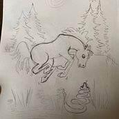 Horse startled by rattlesnake . Ilustração infantil, Ilustração tradicional, Pintura em aquarela, Artes plásticas, Pintura, e Pintura guache projeto de Kiya and Company - 06.01.2021