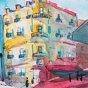 My project in Architectural Sketching with Watercolor and Ink course. Architectural Illustration, and Watercolor Painting project by sadiegilker - 01.02.2021
