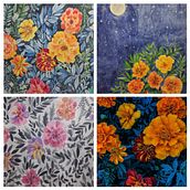 Proyecto final: Tagetes amarillos. Un proyecto de Pintura a la acuarela y Pintura de Celia Ruiz Bernal - 27.01.2021