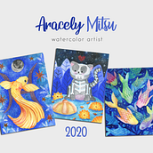 Aracely Mitsu: Acuarelas. Drawing, Character Design, Traditional illustration, Painting, and Watercolor Painting project by Aracely Mitsu - 01.05.2021