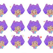 Mochi Wolfie Emotes. Character Design project by Denisse R - 01.06.2021