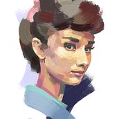 Audrey Hepburn Illustration. Un proyecto de Ilustración digital, Pintura digital e Ilustración tradicional de Constantin Eugen Cozma - 06.01.2021